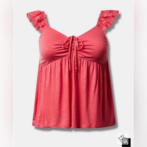 Torrid sz 4 Slub Sweetheart Ruffle Eyelet Shoulder Tie Detail Tank NWT - Picture 5 of 10